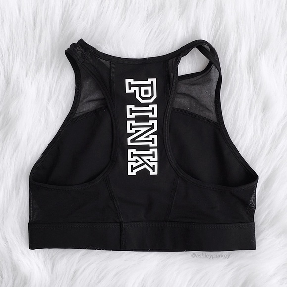 VS PINK black high neck mesh sports bra - Picture 3 of 3